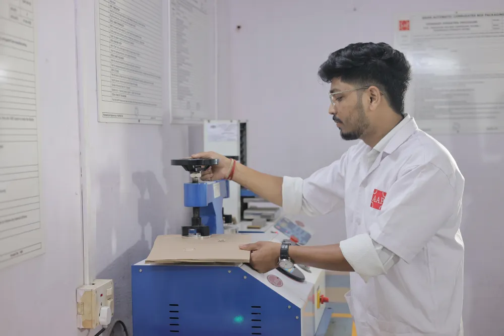 Bursting Strength (BS) Testing Machine in the Asian Packaging in-house quality laboratory